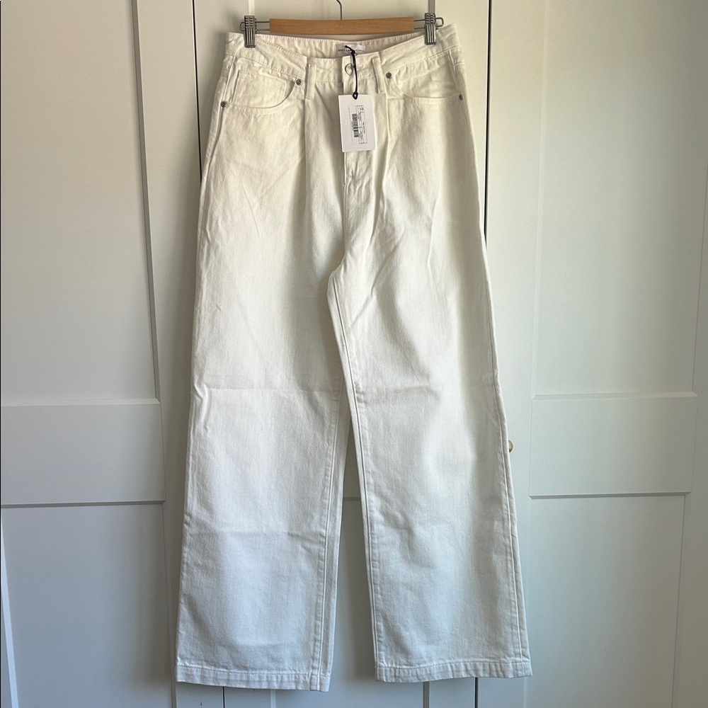 Grey Lab Women's White Wide Leg High Rise Jeans | 26